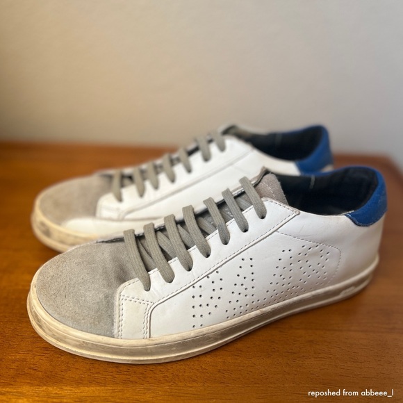 P448 John White and Royal Blue Sneakers - Picture 3 of 8